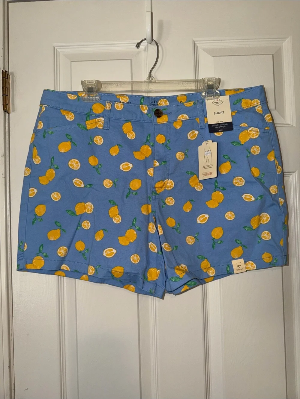 St. John's Bay Blue Lemon Print Shorts - Picture 1 of 8